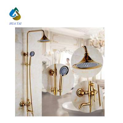 solid brass 2017new luxury top grade faucet bathroom gold shower set/gold shower mixer/gold bath shower